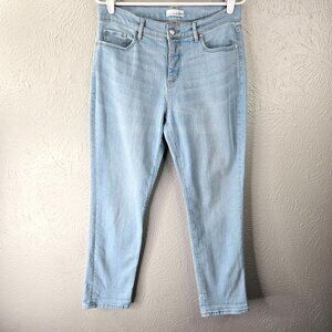 Loft Straight Jeans Size 8 Petite High Rise Light Blue Wash Denim Casual Stretch